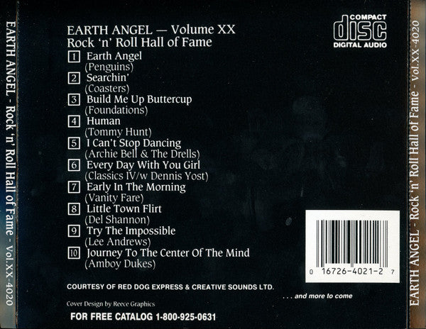 Various : Earth Angel - Rock 'n' Roll Hall Of Fame - Vol. XX (CD, Comp, RM)
