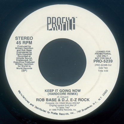 Rob Base & DJ E-Z Rock : Get On The Dancefloor / Keep It Going Now (7", Promo)