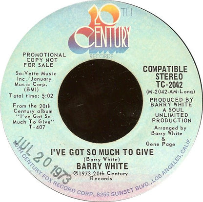 Barry White : I've Got So Much To Give (7", Promo)