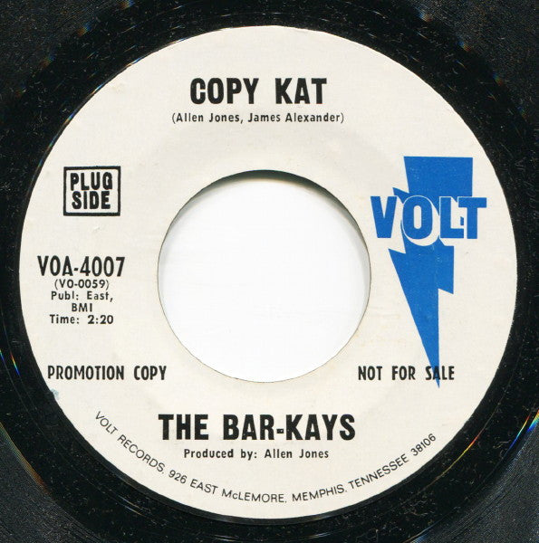 Bar-Kays : Copy Kat (7", Promo, Styrene)