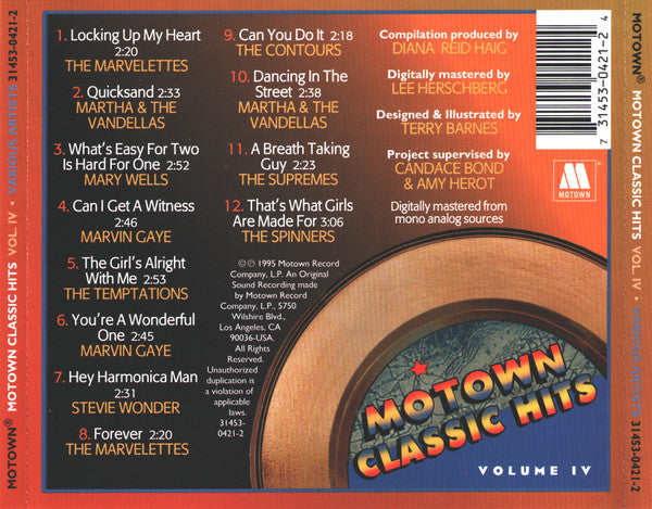 Various : Motown Classic Hits, Volume IV (CD, Comp)