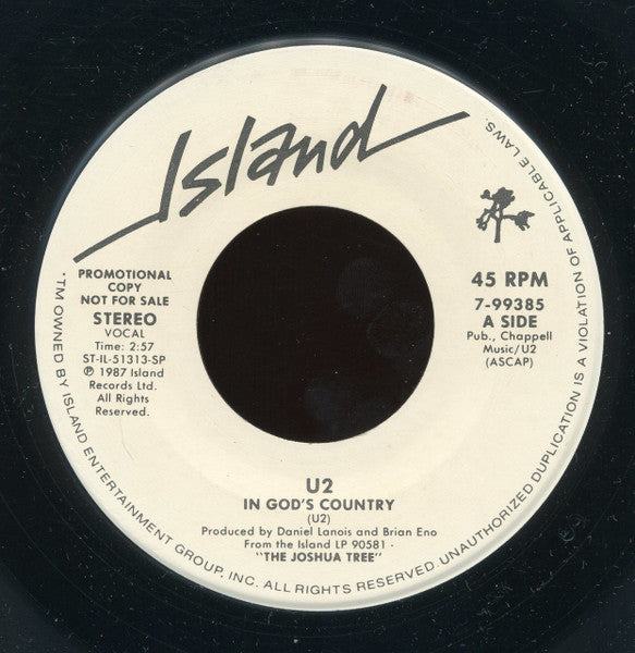 U2 : In God's Country (7", Single, Promo, SRC)
