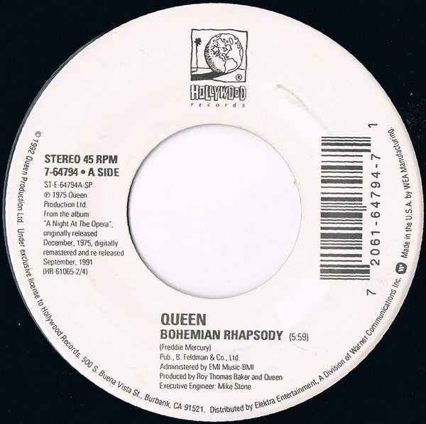Queen : Bohemian Rhapsody (7", Single)