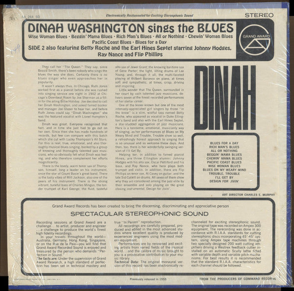 Dinah Washington : Dinah Washington Sings The Blues (LP, RE)
