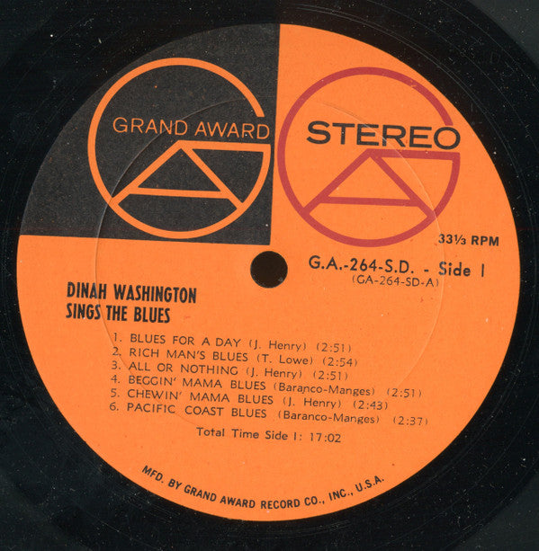 Dinah Washington : Dinah Washington Sings The Blues (LP, RE)