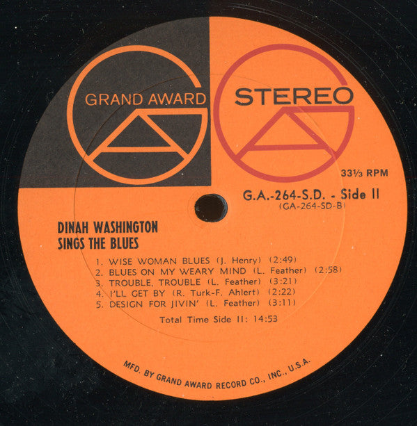 Dinah Washington : Dinah Washington Sings The Blues (LP, RE)