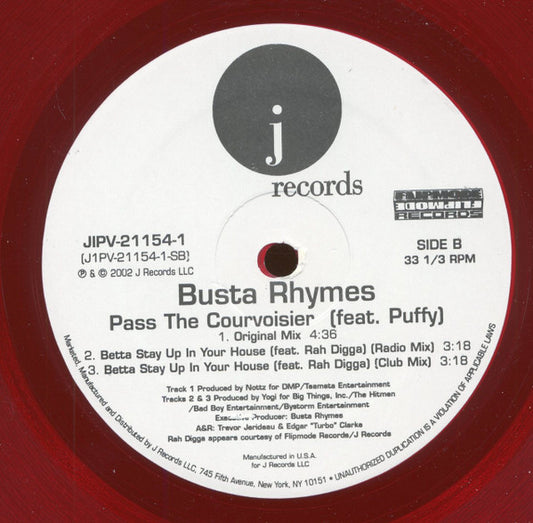 Busta Rhymes : Pass The Courvoisier Part II (12", Promo, Red)