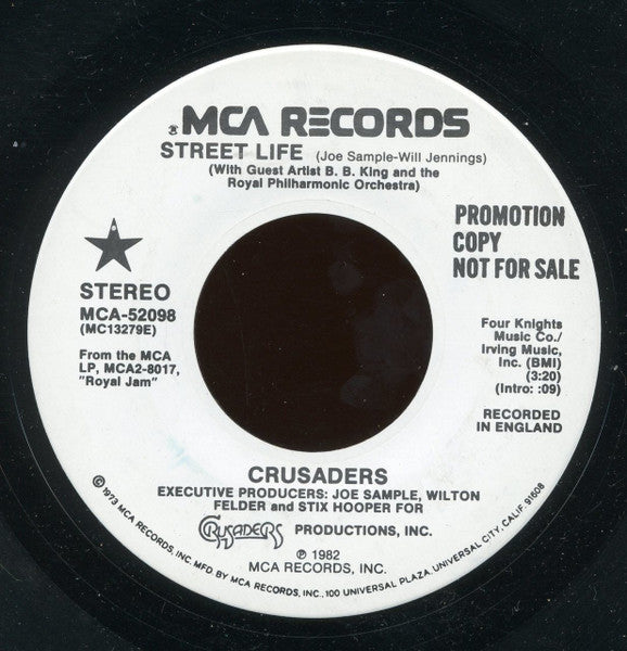 The Crusaders With Guest Artist B.B. King And The Royal Philharmonic Orchestra : Street Life (7", Promo)