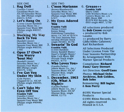 Frankie Valli & The Four Seasons : Greatest Hits, Volume 2 (Cass, Comp, SR,)