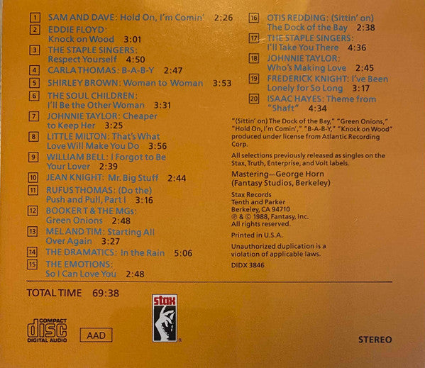 Various : Top Of The Stax - Twenty Greatest Hits (CD, Comp)