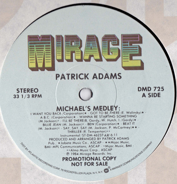 Patrick Adams : Michael's Medley (12", Promo)