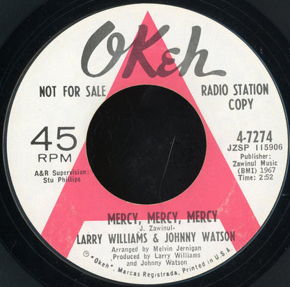 Larry Williams & Johnny Watson : A Quitter Never Wins / Mercy, Mercy, Mercy (7", Promo, Styrene)
