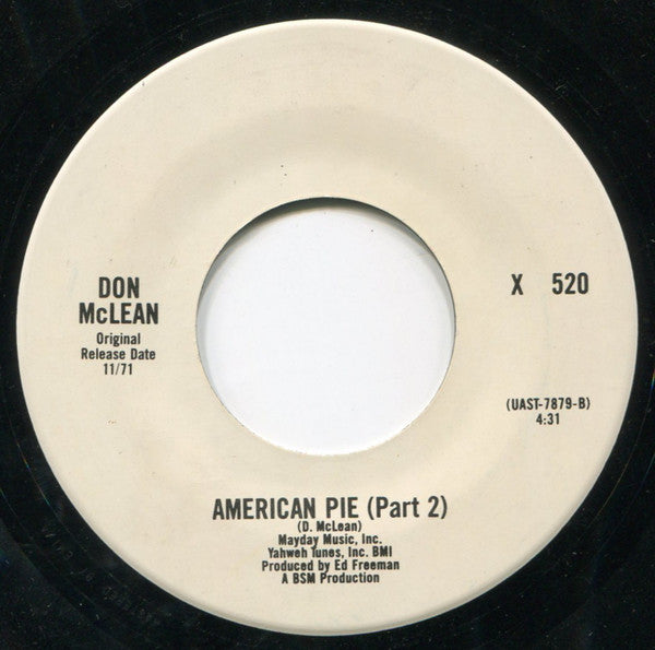 Don McLean : American Pie (7", Single, RE)