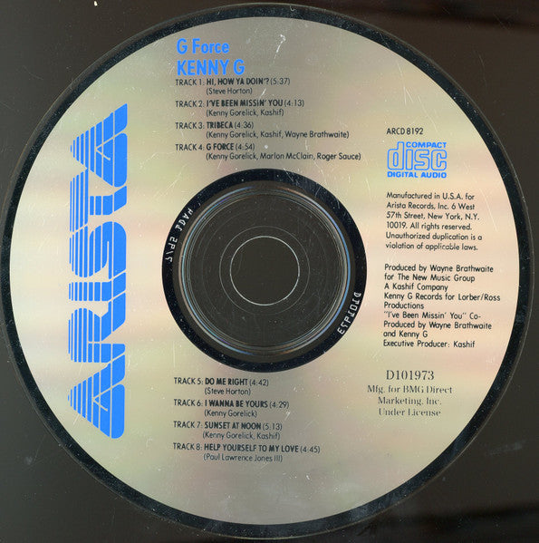 Kenny G (2) : G Force (CD, Album, Club, RE, BMG)