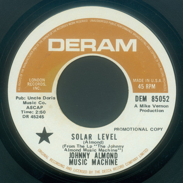 Johnny Almond Music Machine : Solar Level / To R.K. (7", Promo)