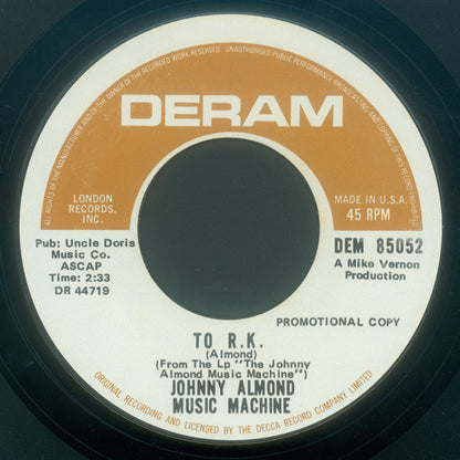 Johnny Almond Music Machine : Solar Level / To R.K. (7", Promo)
