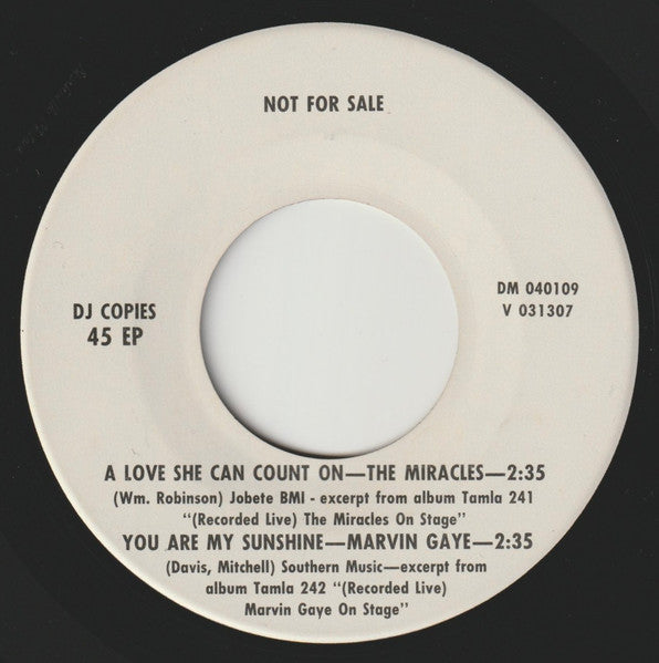The Miracles / Marvin Gaye / The Marvelettes / Mary Wells : A Love She Can Count On / You Are My Sunshine / Locking Up My Heart / Bye Bye Baby (7", EP, Promo)