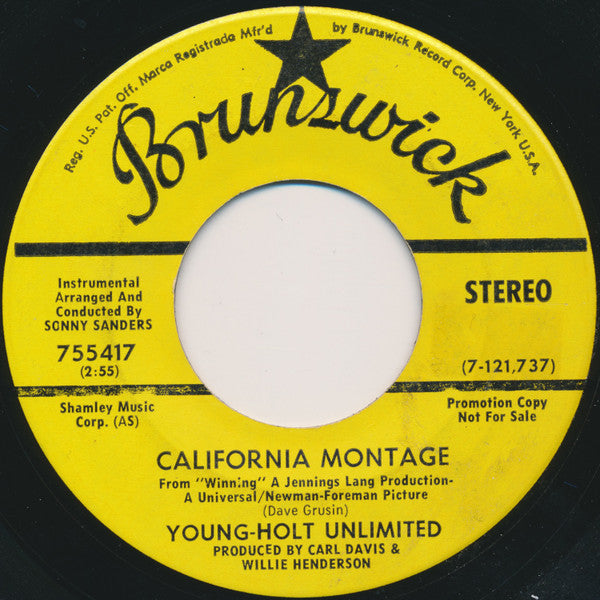 Young Holt Unlimited : California Montage / Straight Ahead (7", Single, Promo)