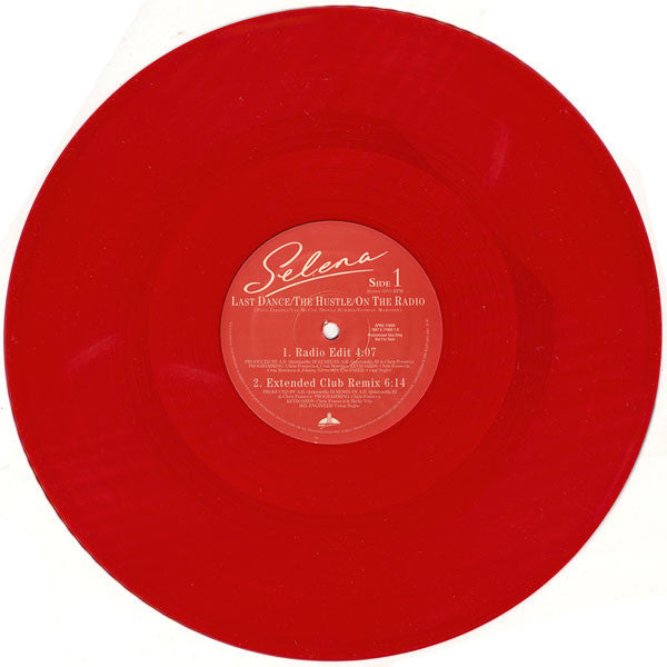 Selena : Last Dance/The Hustle/On The Radio (12", Promo, Red)