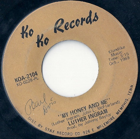 Luther Ingram : My Honey And Me / I Can't Stop (7", Pla)
