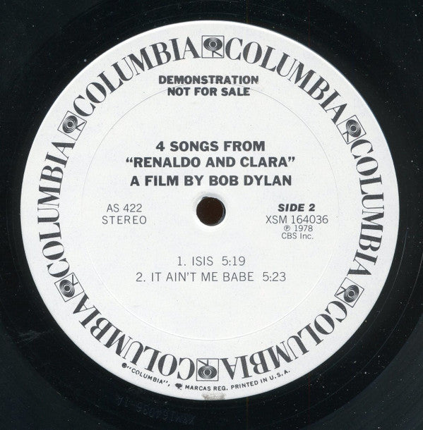 Bob Dylan :  4 Songs From "Renaldo And Clara" A Film By Bob Dylan (12", EP, Promo)