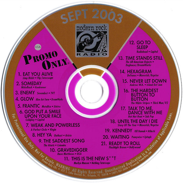 Various : Promo Only Modern Rock Radio: September 2003 (CD, Comp, Promo)