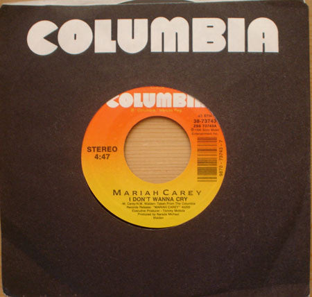 Mariah Carey : I Don't Wanna Cry (7", Styrene, Car)