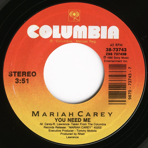 Mariah Carey : I Don't Wanna Cry (7", Styrene, Car)