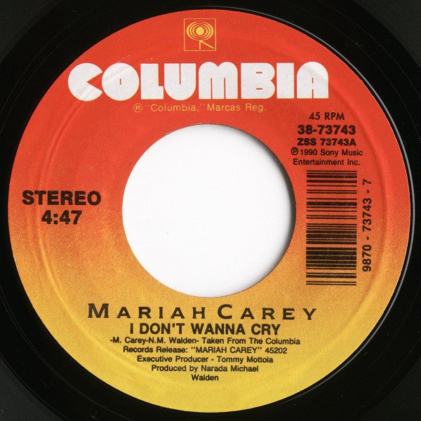 Mariah Carey : I Don't Wanna Cry (7", Styrene, Car)