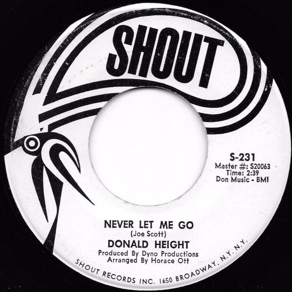 Donald Height : You've Got To Be A Believer / Never Let Me Go (7", Promo)