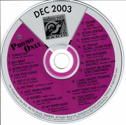 Various : Promo Only Modern Rock Radio: December 03 (CD, Comp, Promo)