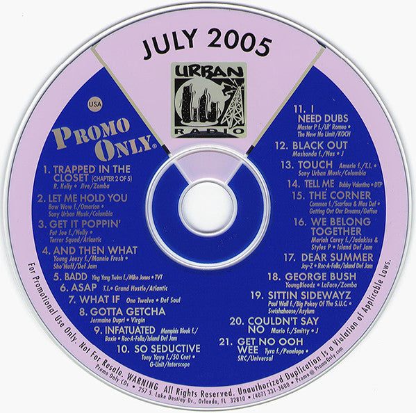 Various : Promo Only Urban Radio July 05 (CD, Comp, Promo)