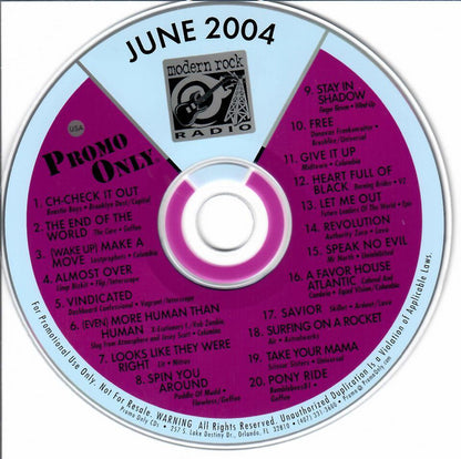Various : Promo Only Modern Rock Radio: June 2004 (CD, Comp, Promo)