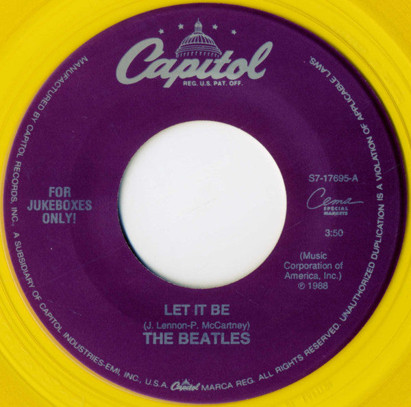 The Beatles : Let It Be  (7", Single, Jukebox, RE, Yel)