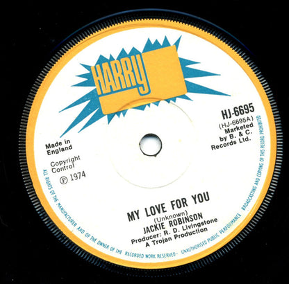 Jackie Robinson (2) / Randy's All Stars : My Love For You / Smokey Mountains (7", Sol)