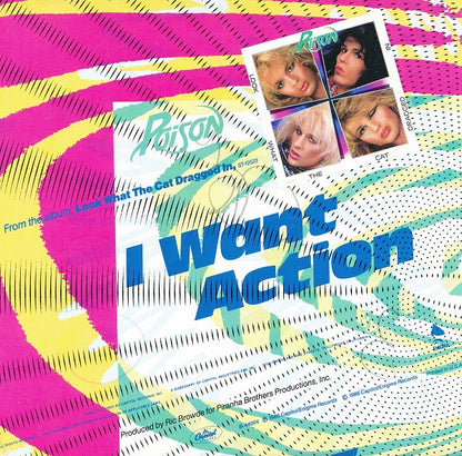 Poison (3) : I Want Action (7", Single, Promo, Styrene, Pos)