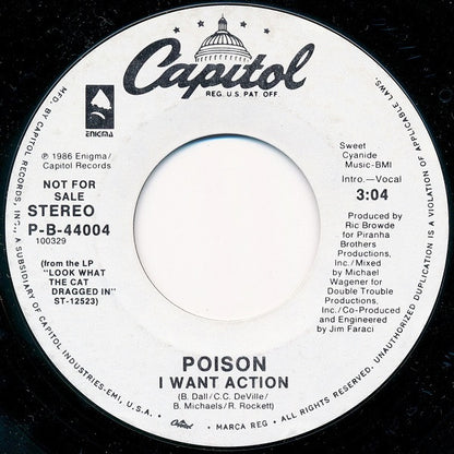 Poison (3) : I Want Action (7", Single, Promo, Styrene, Pos)