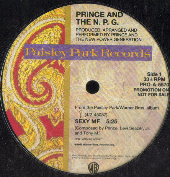 Prince And The New Power Generation : Sexy MF (12", Single, Promo)