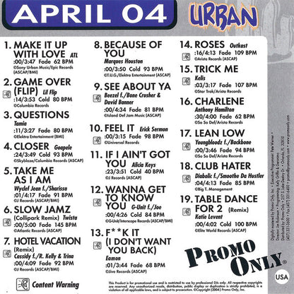 Various : Promo Only Urban Radio: April 2004 (CD, Comp, Promo)