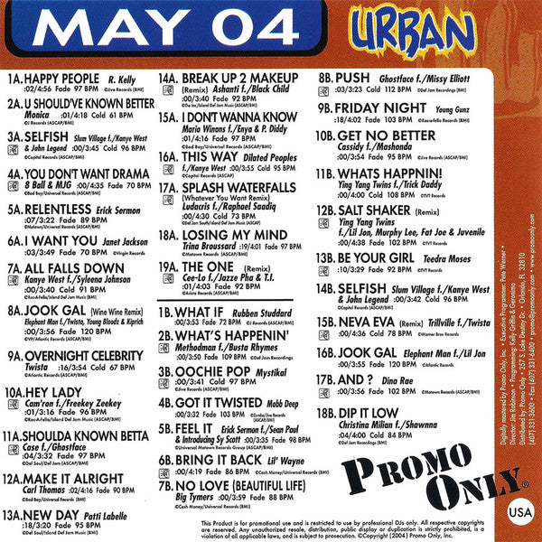 Various : Promo Only Urban Radio: May 2004 (2xCD, Comp, Promo)