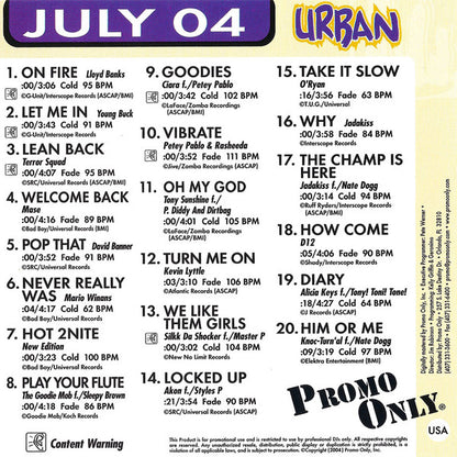 Various : Promo Only Urban Radio: July 2004 (CD, Comp, Promo)