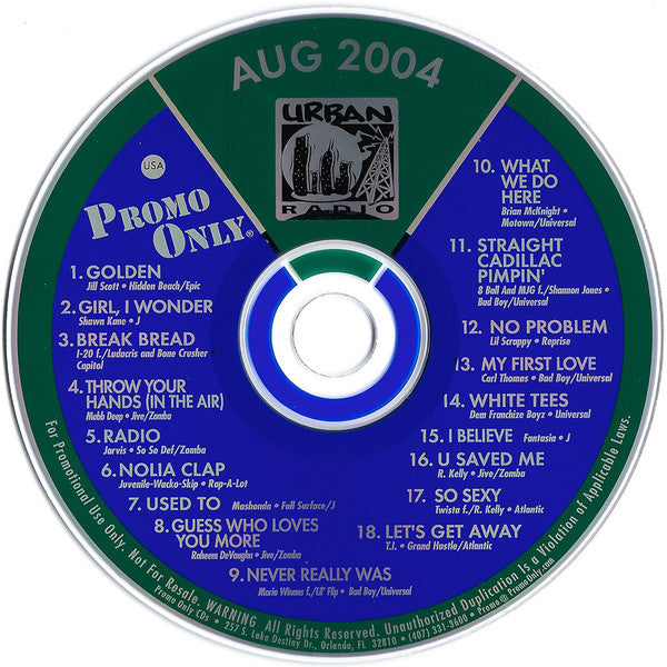 Various : Promo Only Urban Radio: August 2004 (CD, Comp, Promo)