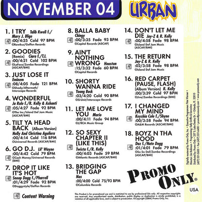 Various : Promo Only Urban Radio: November 2004 (CD, Comp, Promo)