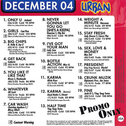 Various : Promo Only Urban Radio: December 2004 (CD, Comp, Promo)