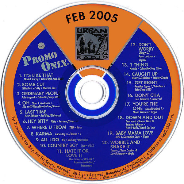 Various : Promo Only Urban Radio: February 2005 (CD, Comp, Promo)