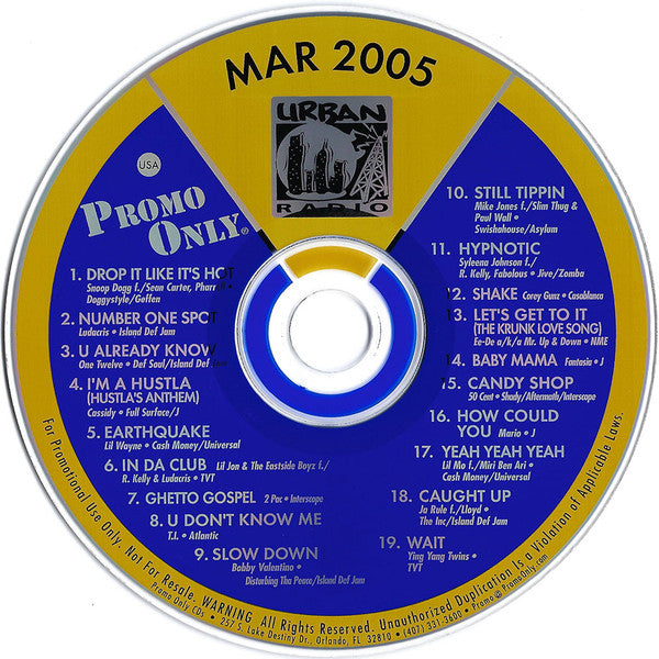 Various : Promo Only Urban Radio: March 2005 (CD, Comp, Promo)