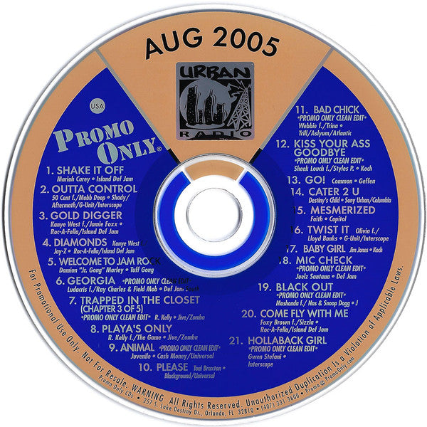 Various : Promo Only Urban Radio August 2005 (CD, Comp, Promo)