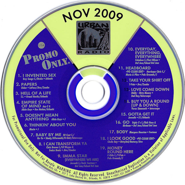 Various : Promo Only Urban Radio: November 2009 (CD, Comp, Promo)