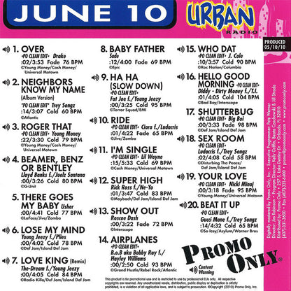 Various : Promo Only Urban Radio: June 2010 (CD, Comp, Promo)