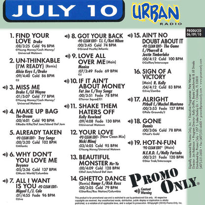 Various : Promo Only Urban Radio: July 2010 (CD, Comp, Promo)